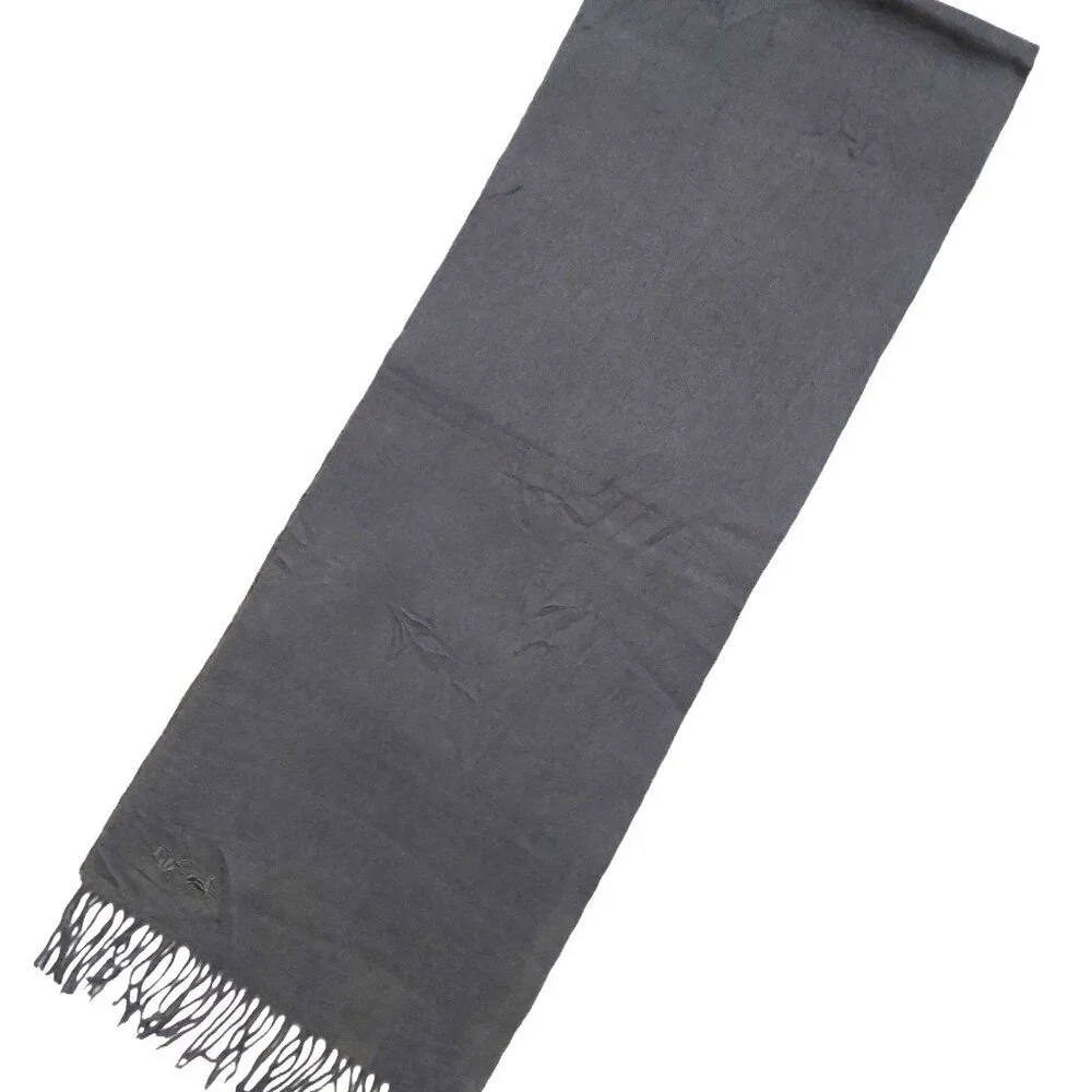 COACH Classic Vintage Solid Gray Horse & Carriage Embroidered Wool Blend Scarf